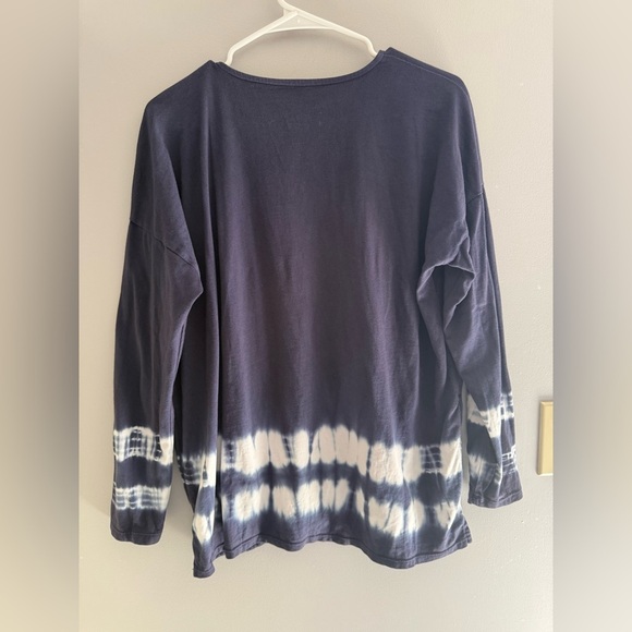 J Jill Pure Jill Womens Blue Tie Dye Relaxed V Neck Long Sleeve Shirt SZ Sm - Picture 7 of 9